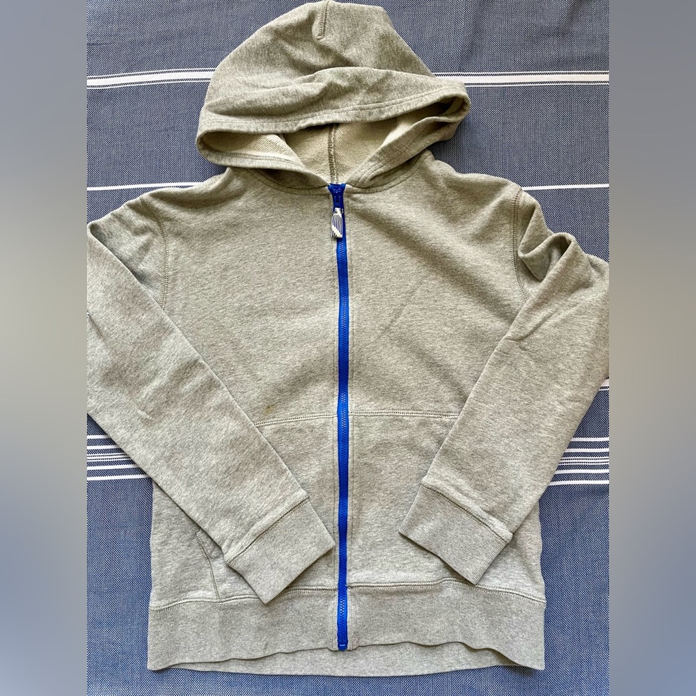 J.Crew Crewcuts Grey/Blue Zip Up Cotton Sweatshirt With Pockets Size 12-14.